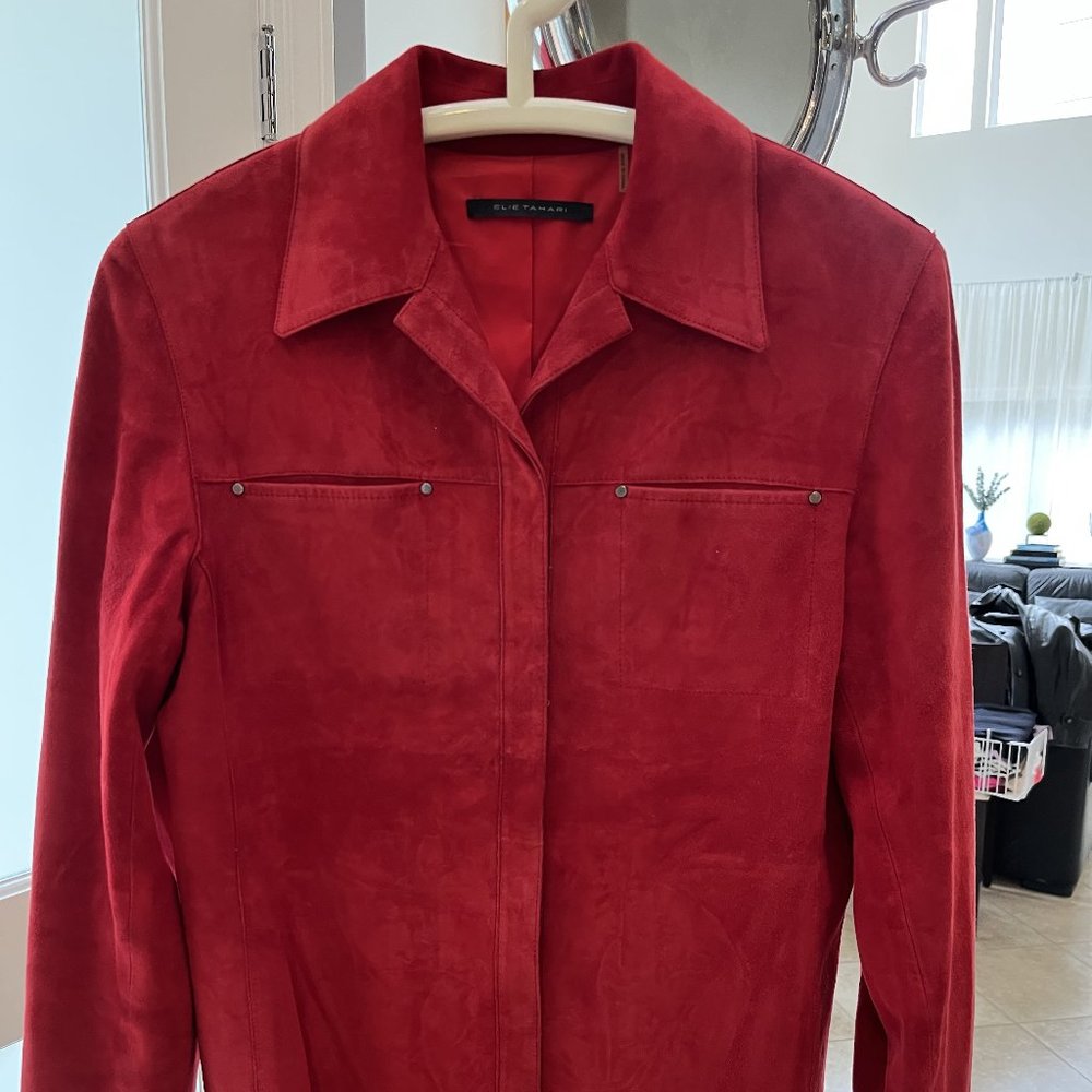 Elle Tahari Red Suede Jacket